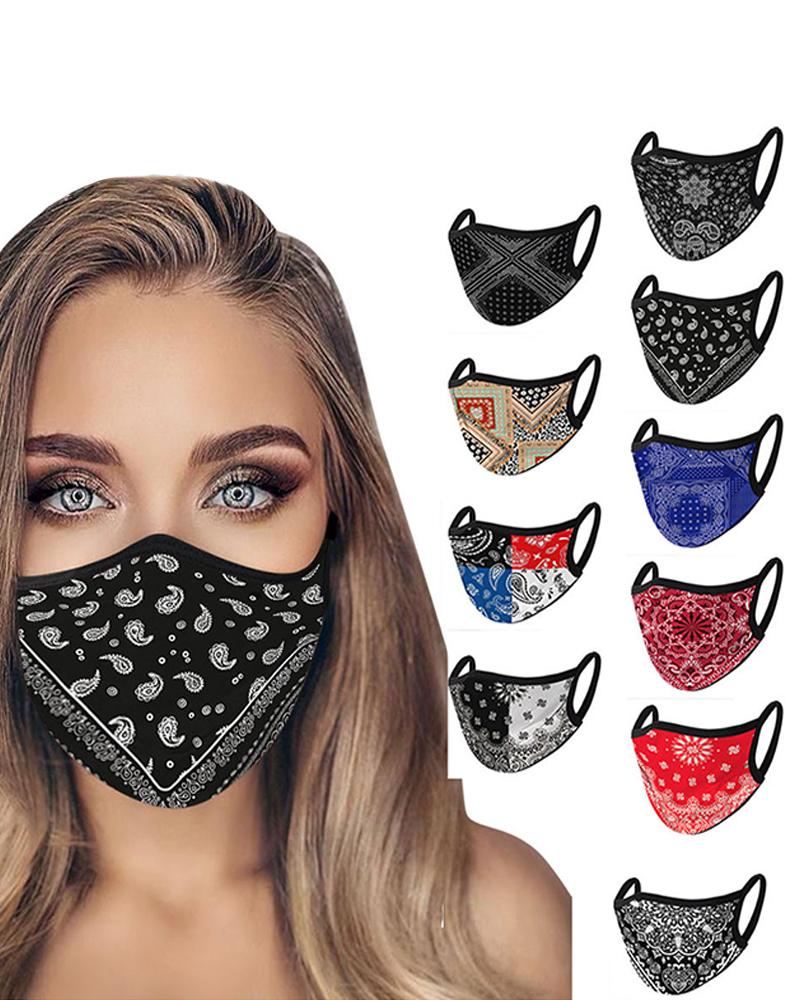 

Paisley Baroque Print Colorblock Breathable Face Mask, Style1