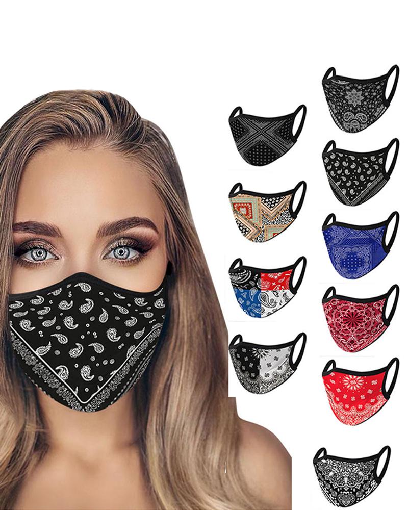 

5PCS/Set Randomly Dispatched Paisley Print Colorblock Breathable Face Mask, Style1