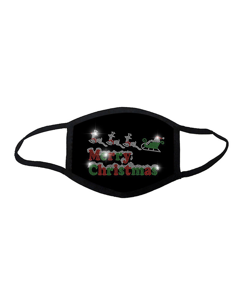 

Christmas Letter Pattern Studded Breathable Face Mask, Style9