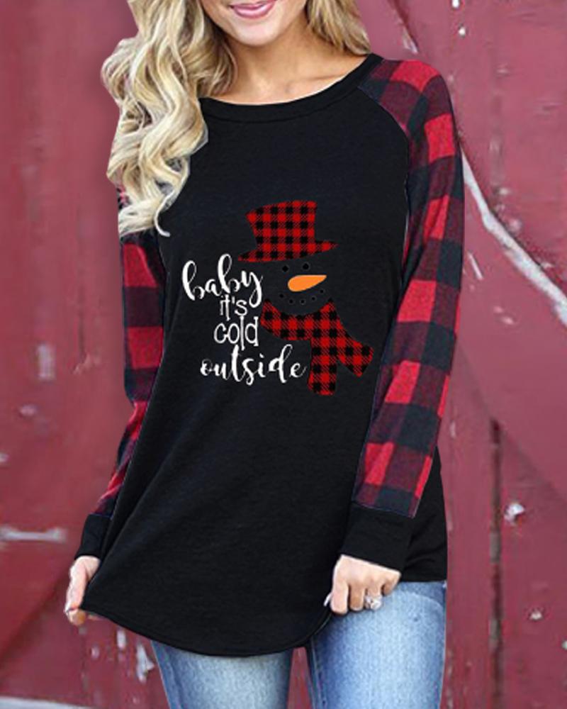 

Christmas Print Long Sleeve Casual Top, Style7