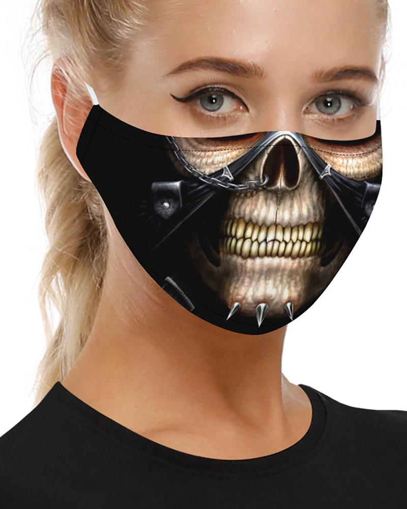 

Skull Print Breathable Mouth M .a. s. k Washable And Reusable With 2PCS Replaceable Filter, Style2