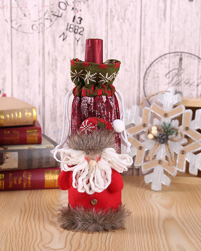 

Christmas Knit Drawstring Wine Bottle Cover, Style3