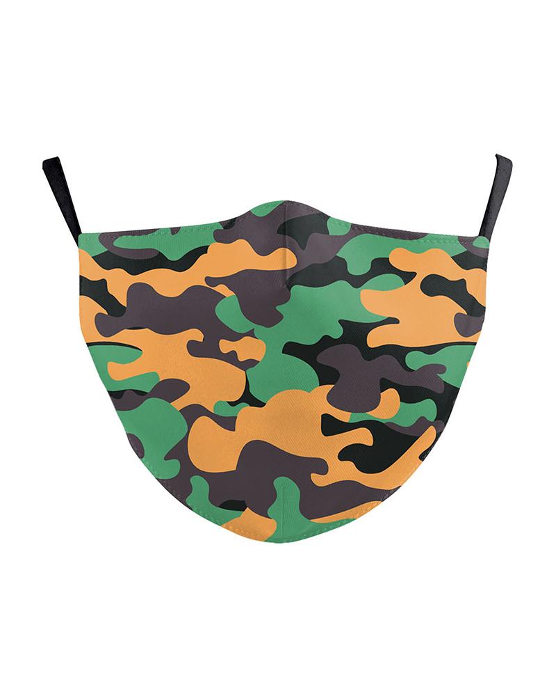 

Camouflage Print Breathable Face Mask, Orange