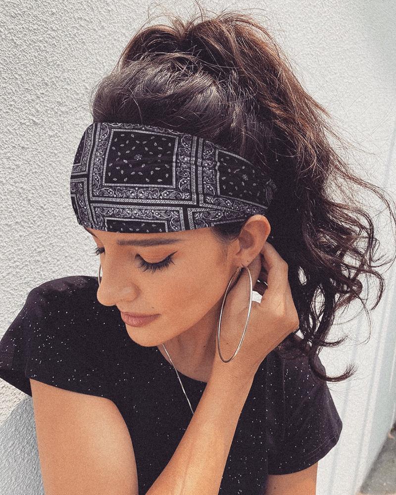 

Bohemian Style Yoga Running Elastic Headwraps Hair Band, Black
