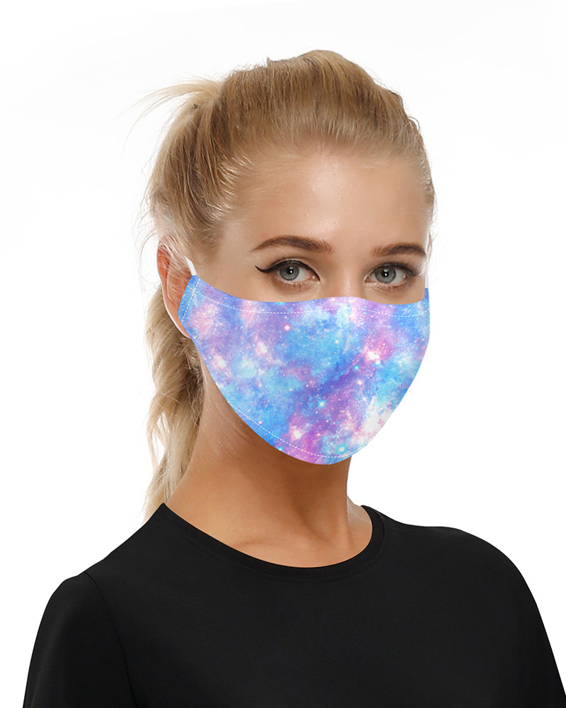 

Sky Print Mouth Mask Breathable Washable And Reusable With Replaceable Filter, Blue