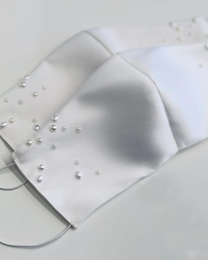 

Beaded Breathable Face Mask, White