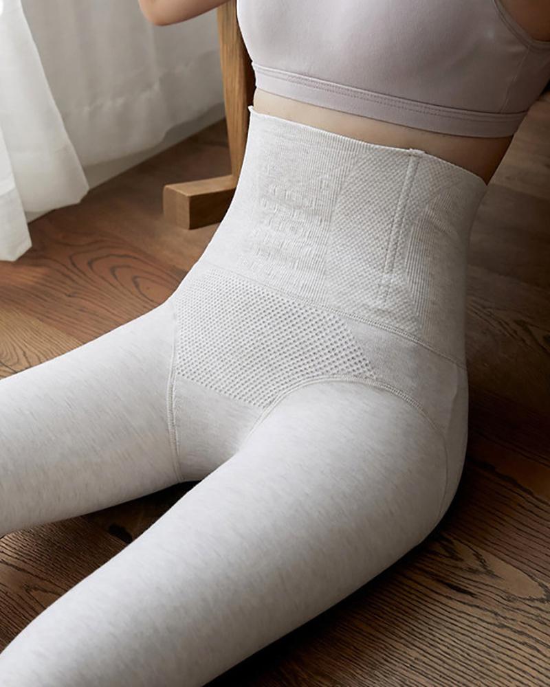 

Plain High Waist Lined Tights, White