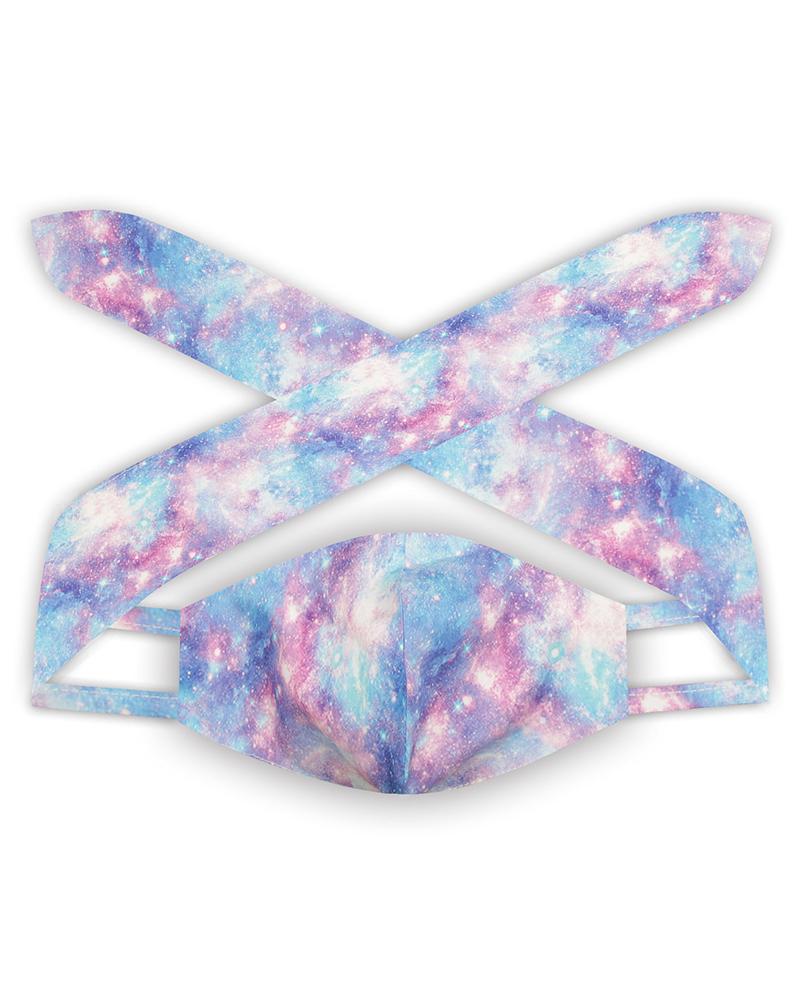 

Starry Sky Print Hairband Breathable Face Mask, Blue