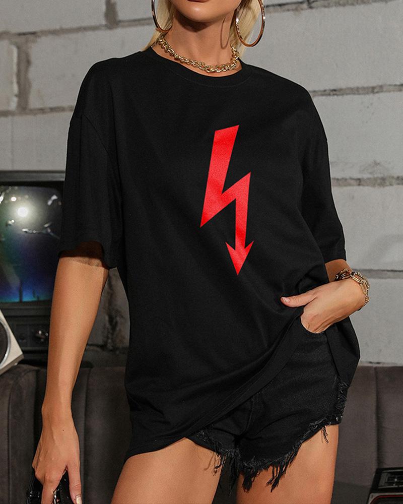 

Logo Print Short Sleeve Loose T-shirts, Black