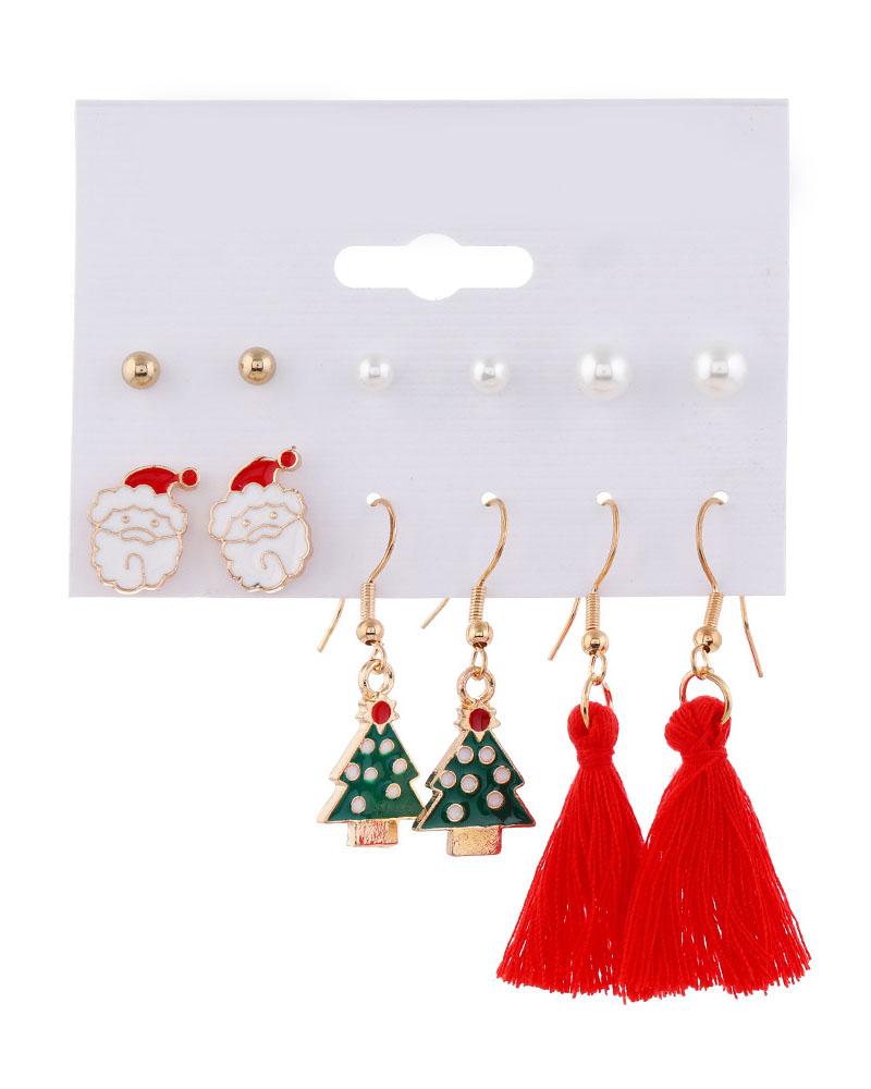 

Beaded Christmas Pattern Tassel 6PCS Earring Set, Style3