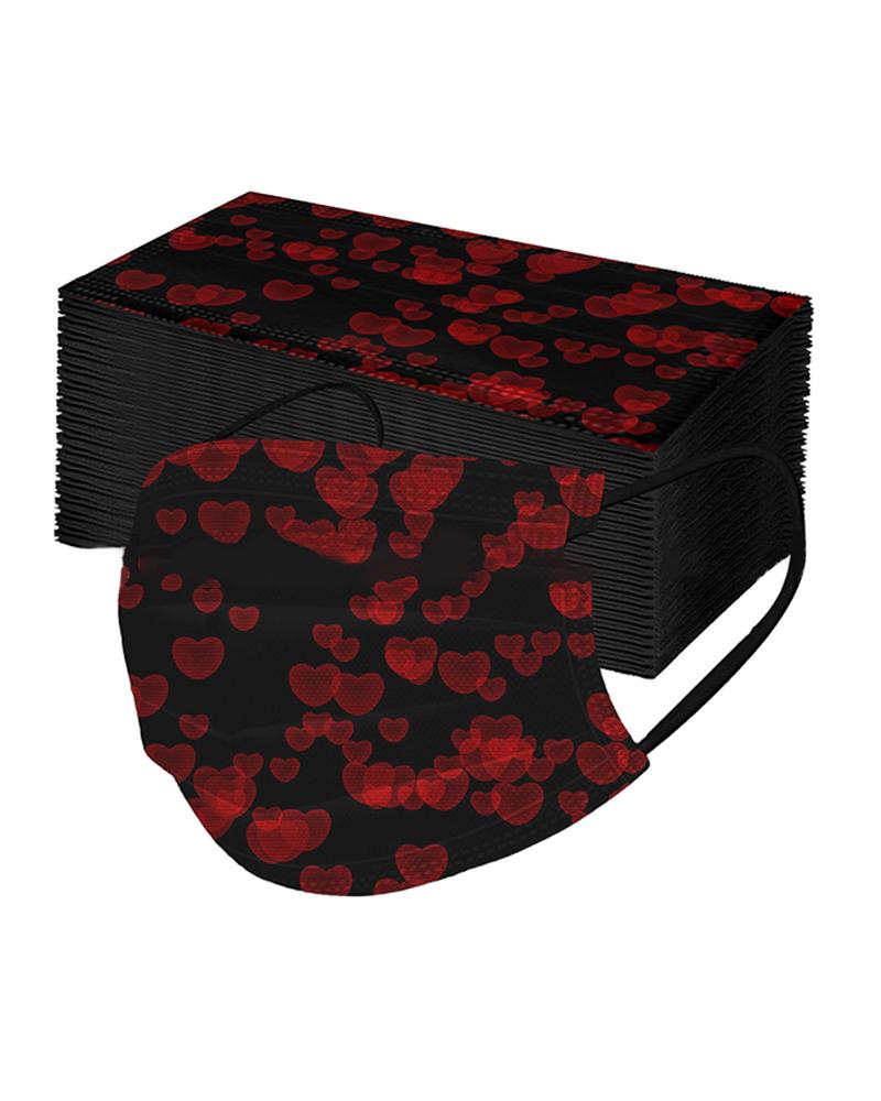 

Valentine's Day Heart Print Disposable Face Mask, Style1