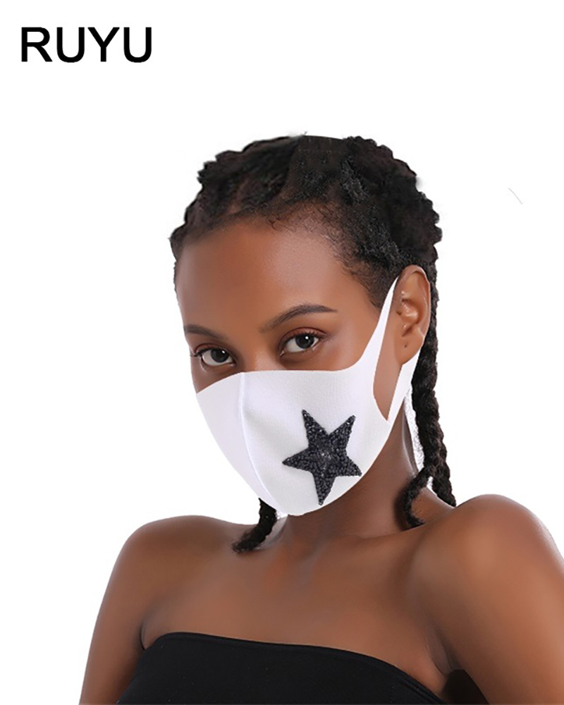 

Star Pattern Studded Breathable Face Mask, White