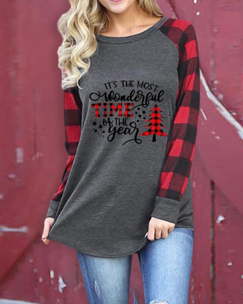 

Christmas Print Long Sleeve Casual Top, Style2