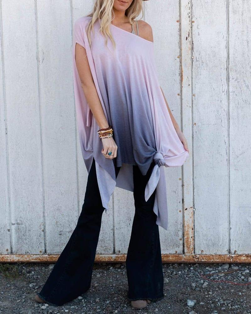 

Ombre Sleevelsss Irregular Casual Dress, Pink