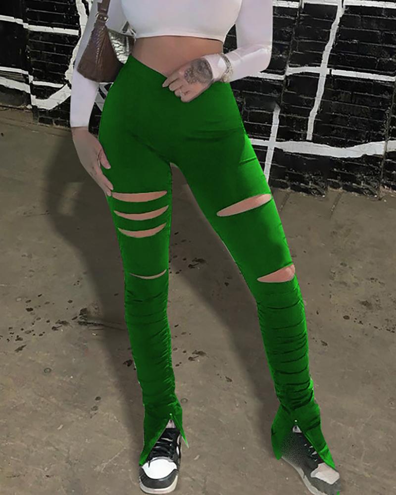 

High Waist Cutout Skinny Pants, Green