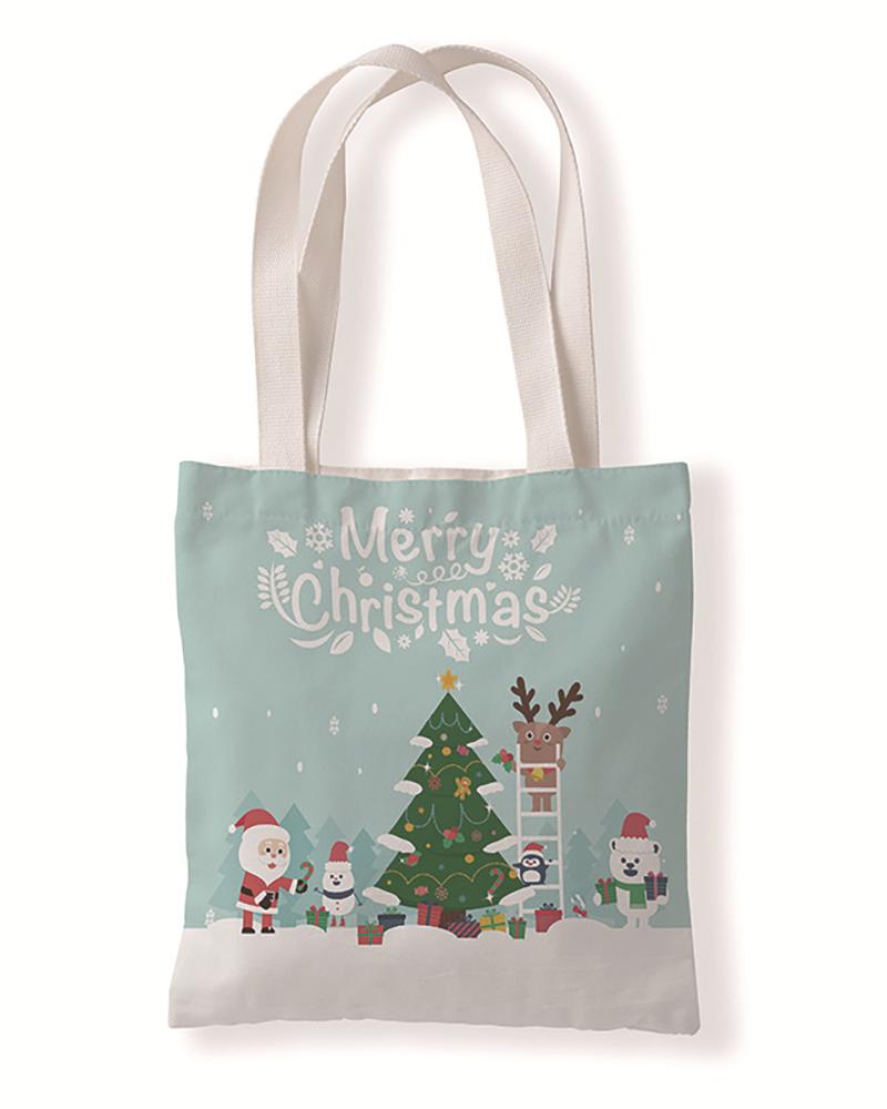 

Christmas Letter Print Shopper Bag, Style1