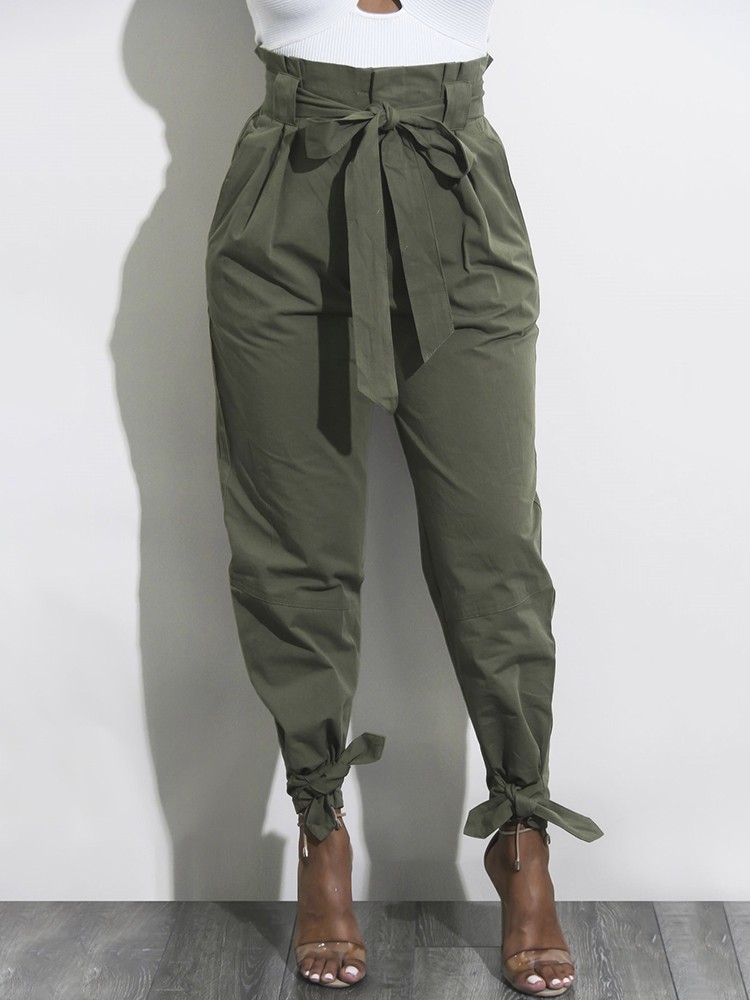Fashion Belted Ankle Tie High Waist Pants Online. Discover hottest