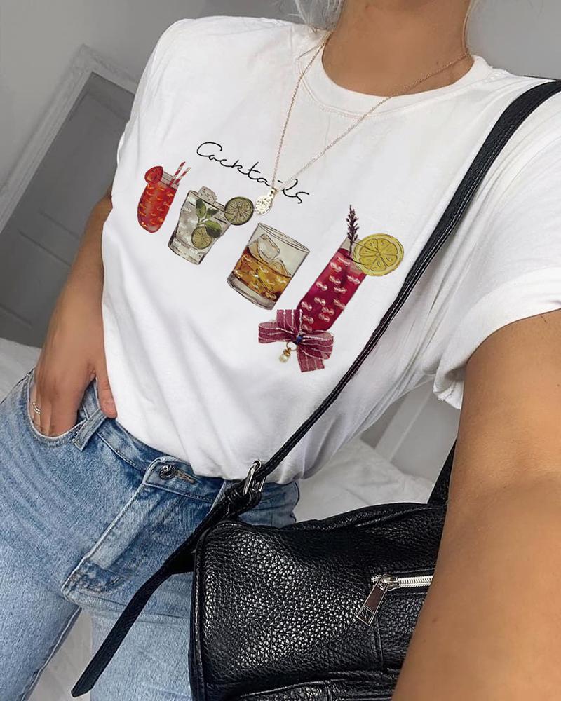 

Studded Round Neck Casual T-shirt, White