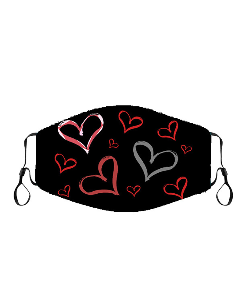 

Valentine's Day Lip Heart Print Breathable Face Mask, Style6