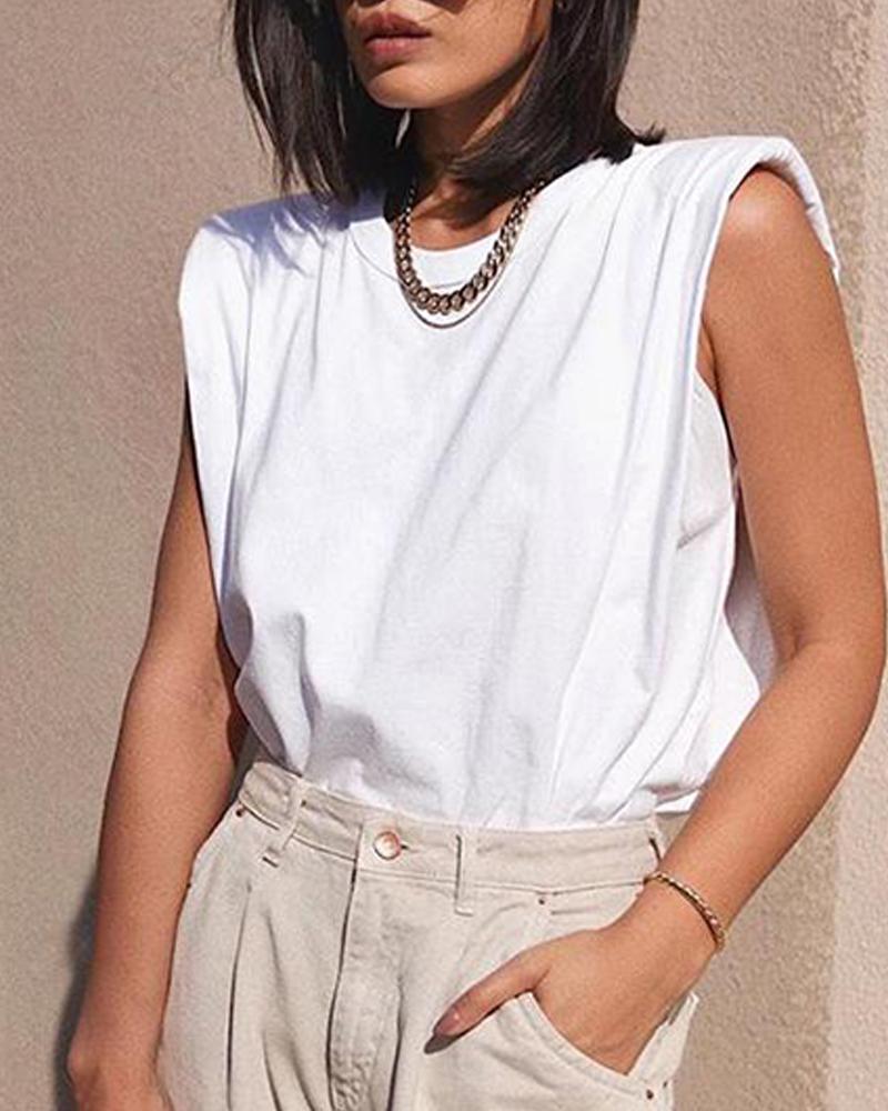 

Round Neck Sleeveless Top, White