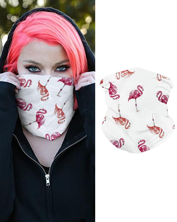 

Flamingo Print Breathable Face Bandana Magic Scarf Headwrap Balaclava, White