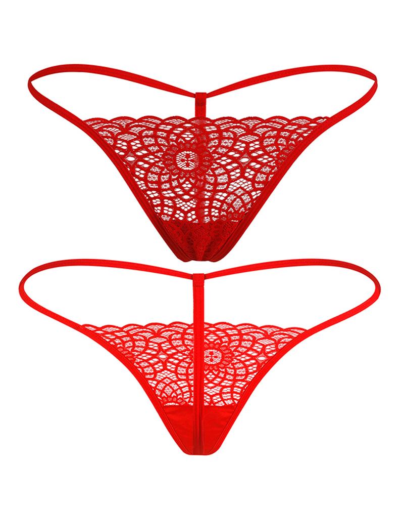 

Low Rise Guipure Lace G-string Thong Panty, Red