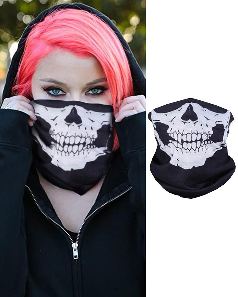 

Skull Print Breathable Face Bandana Magic Scarf Headwrap Balaclava, White