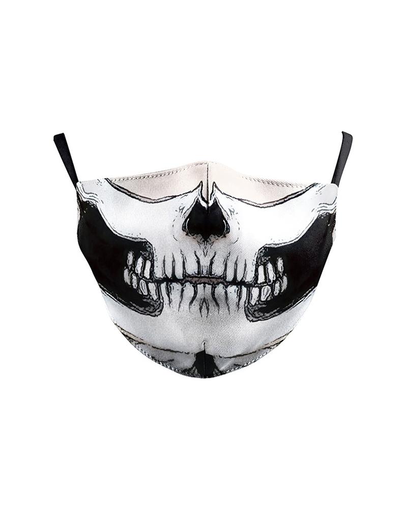 

Skull Cartoon Print Breathable Face Mask, White