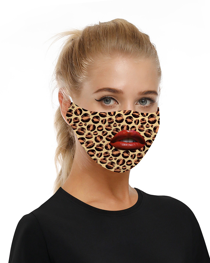 

Lip Leopard Print Mouth Mask Breathable Washable And Reusable