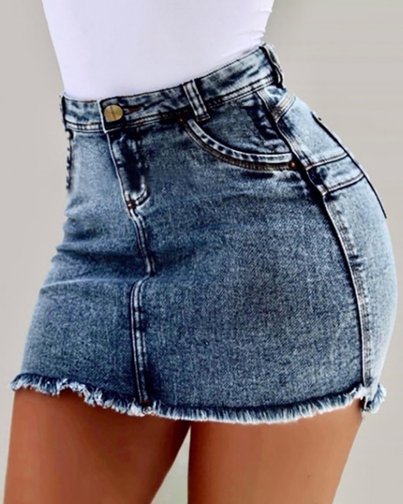 Denim High Waist Mini Skirt Online. Discover hottest trend fashion at