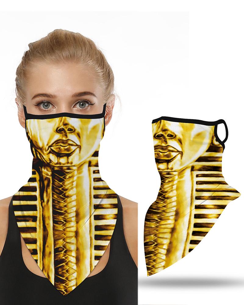 

Print Breathable Ear Loop Face Cover Windproof Motorcycling Dust Outdoors, Gold