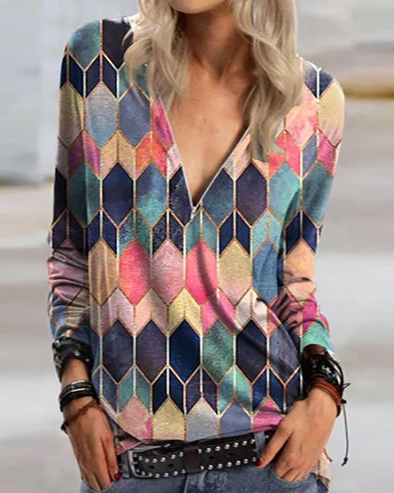 

Colorblock Long Sleeve Top, Multicolor