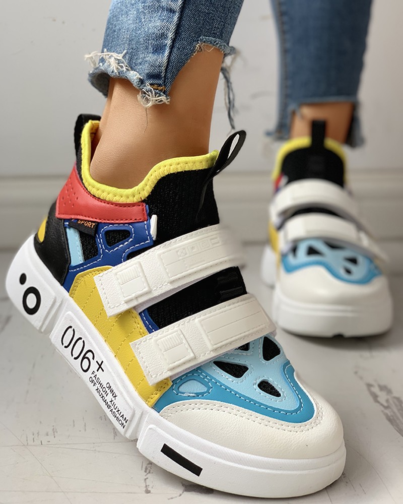 colorblock knitted breathable sneakers