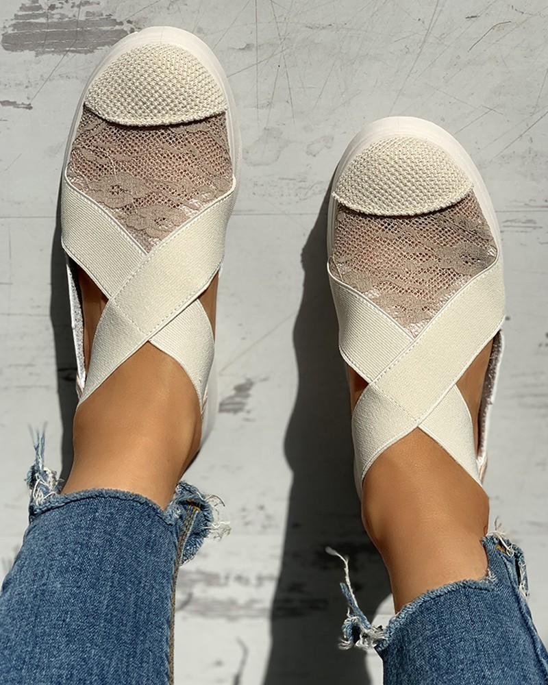 Lace Hollow Out Casual Flat Shoes