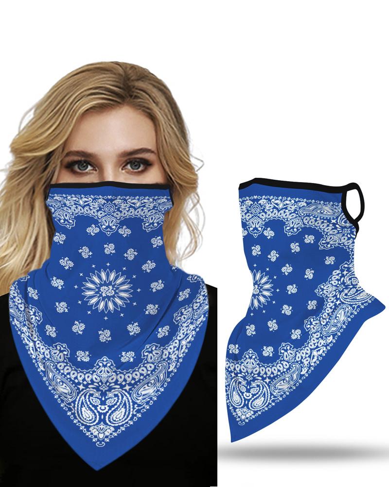 

Print Breathable Ear Loop Face Cover Windproof Motorcycling Dust Outdoors, Blue