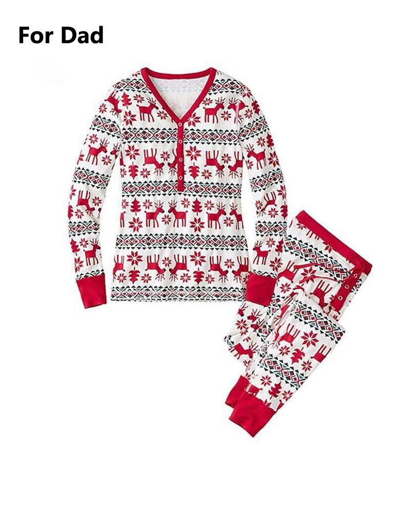 

Christmas Mixed Print Casual Top & Pants Set For Kids, Red