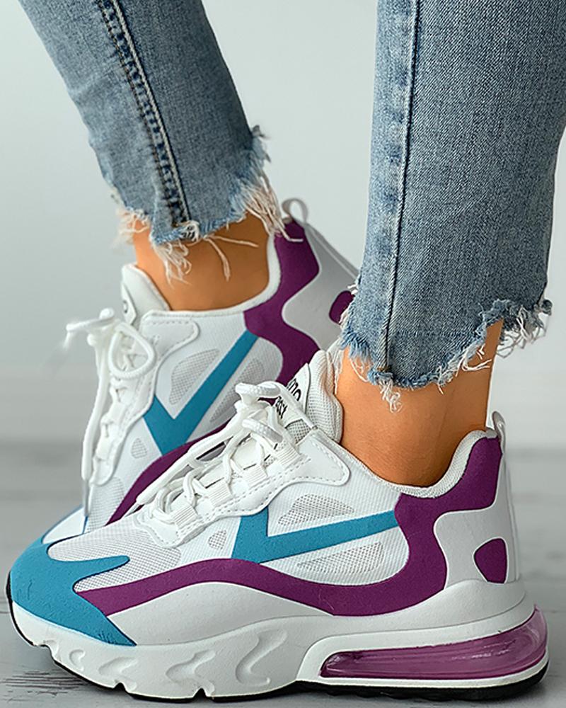 

Lace-up Breathable Colorblock Casual Sneaker, Purple