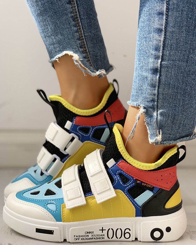 colorblock knitted breathable sneakers