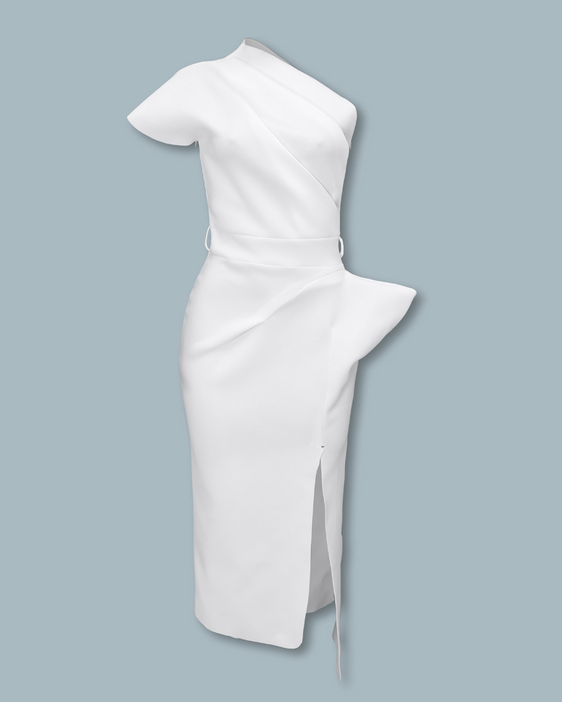 one shoulder ruched irregular party dress