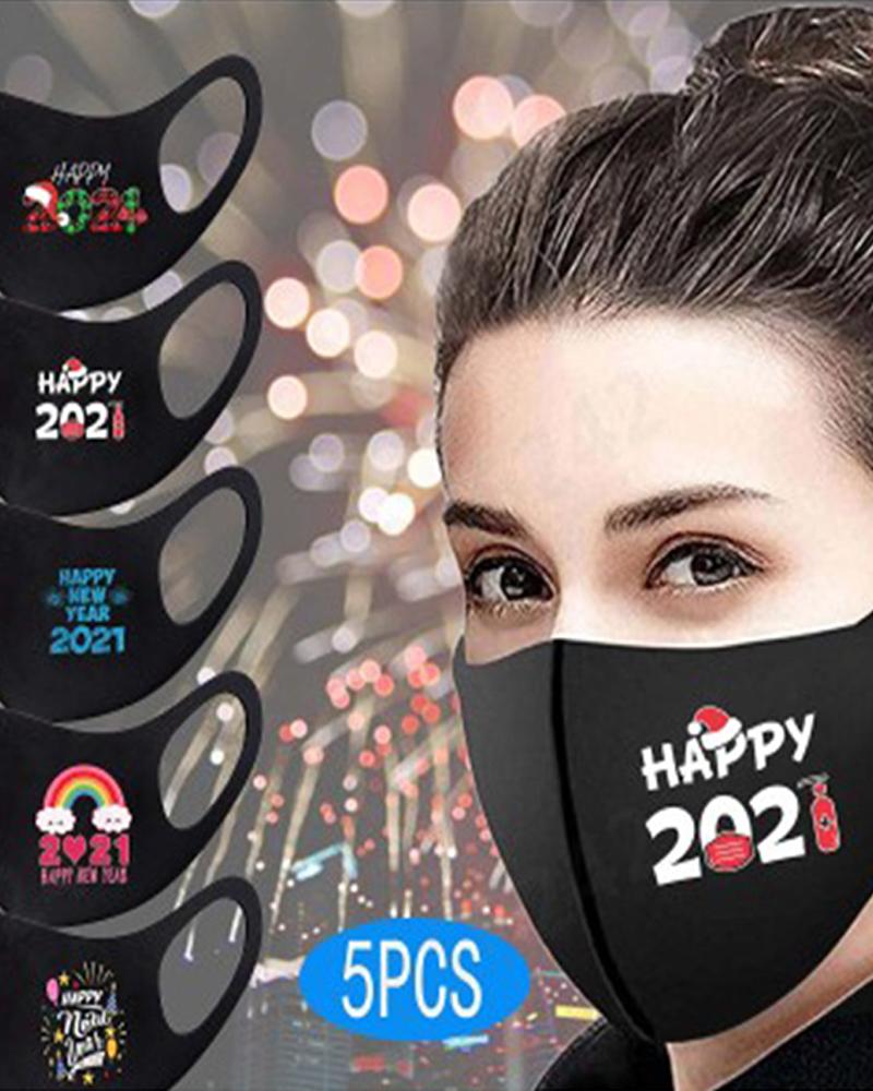 

5PCS/Set Letter Print Breathable Face Mask, Multicolor