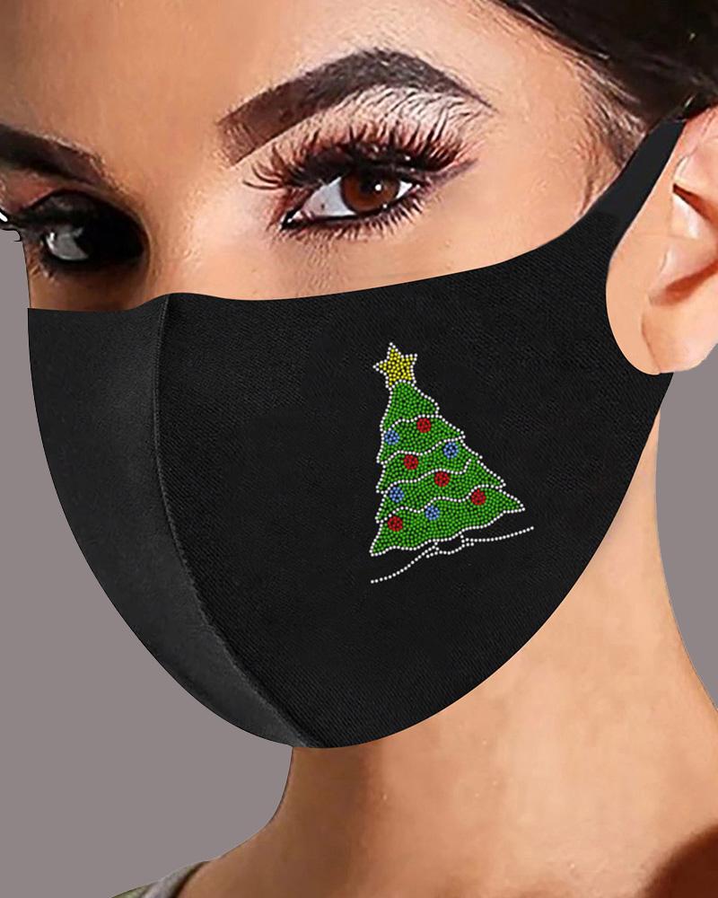 

Christmas Letter Graphic Pattern Studded Face Mask, Style5