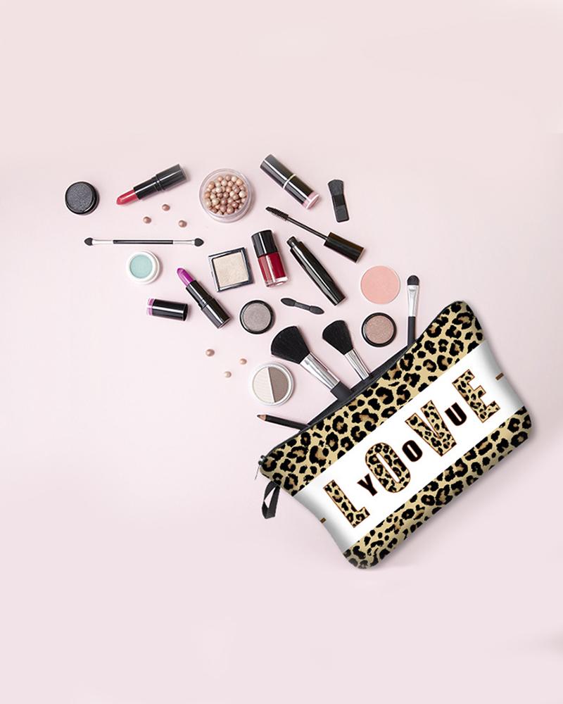 

Cheetah Letter Print Makeup Bag, Yellow