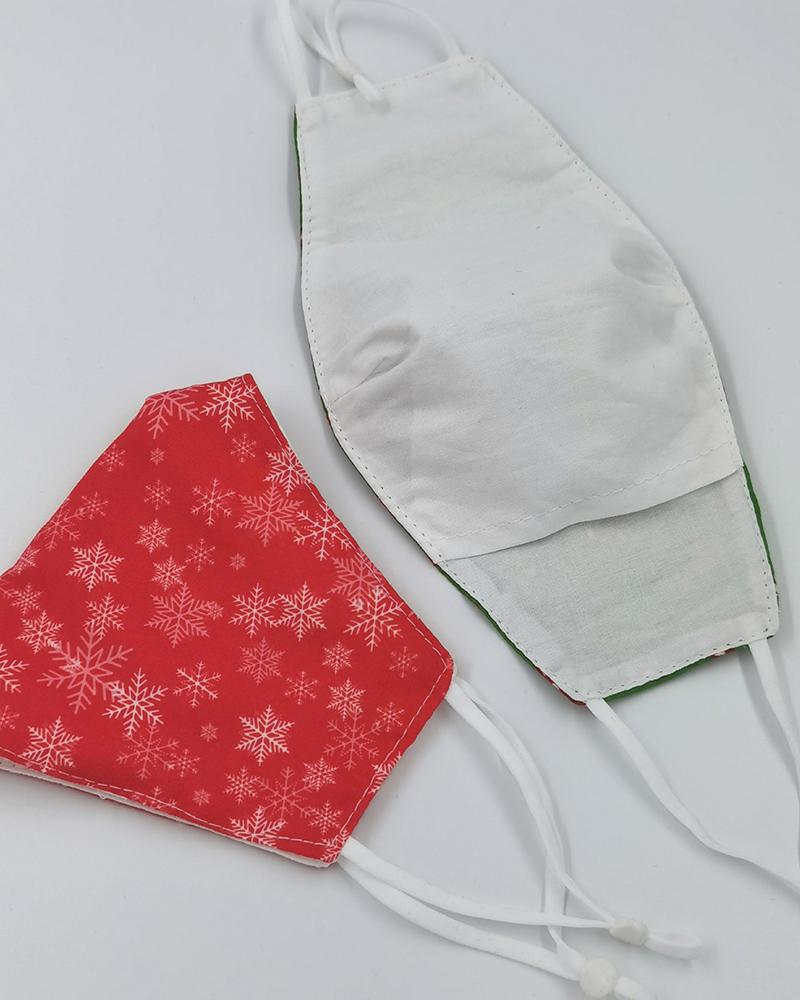 

1PCS Christmas Print Breathable Filter Face Mask, Red