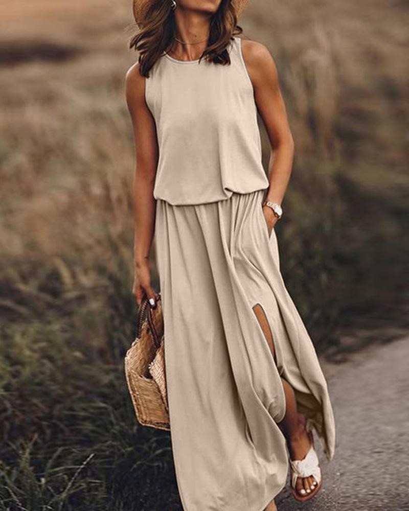 plain color maxi dress