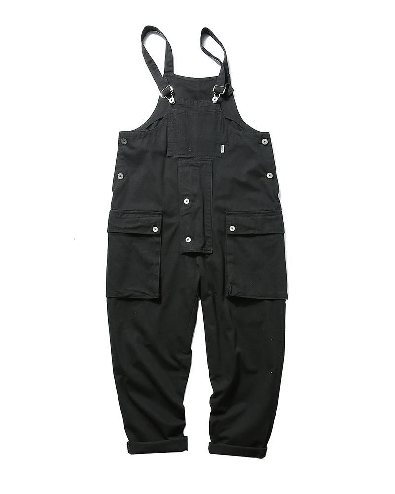 

Solid Strap Sleeveless Loose Overall Jumpsuit, Black