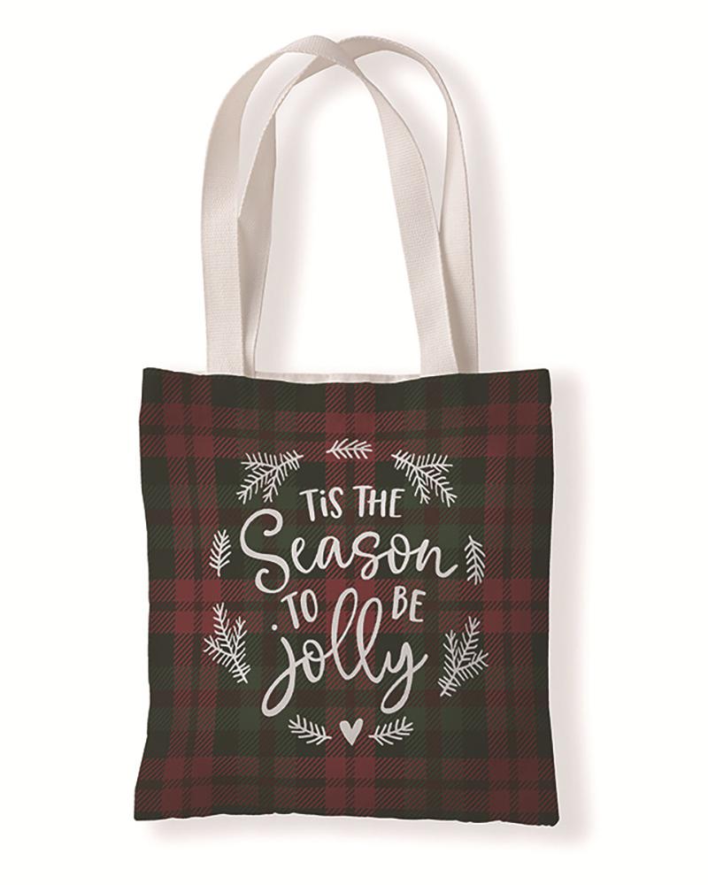 

Christmas Letter Plaid Print Shopper Bag, Style4