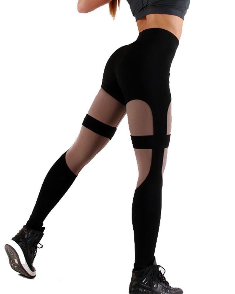 

High Waist Colorblock Sports Leggings, Khaki
