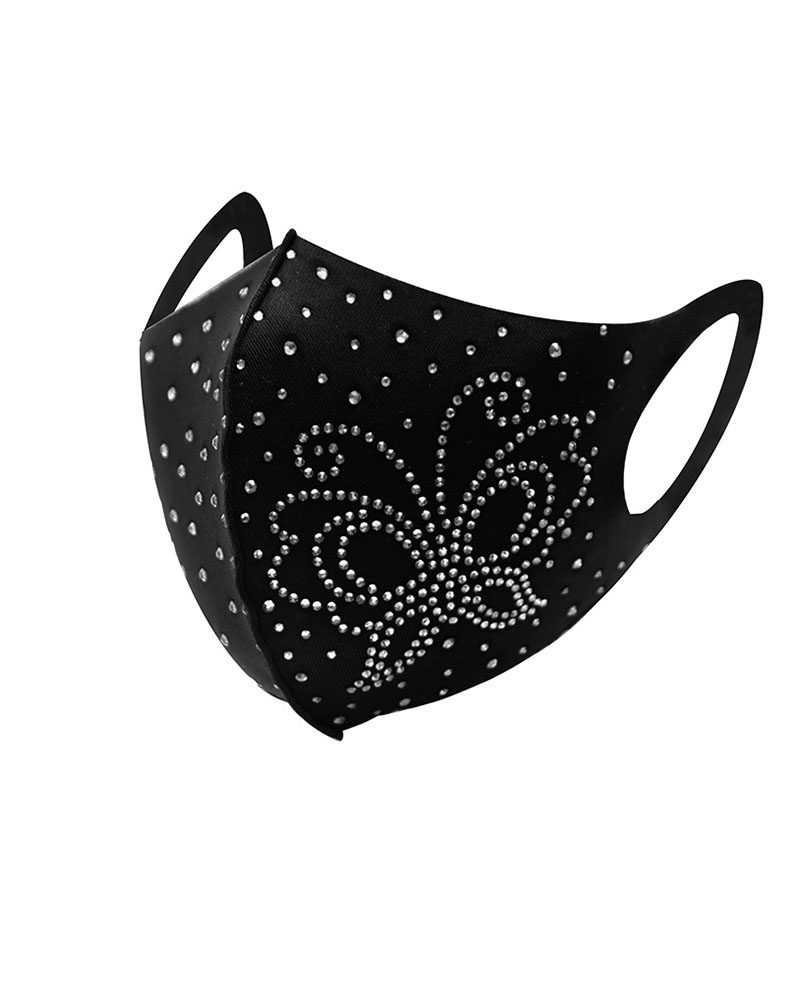 

Butterfly Pattern Studded Breathable Face Mask, Silver