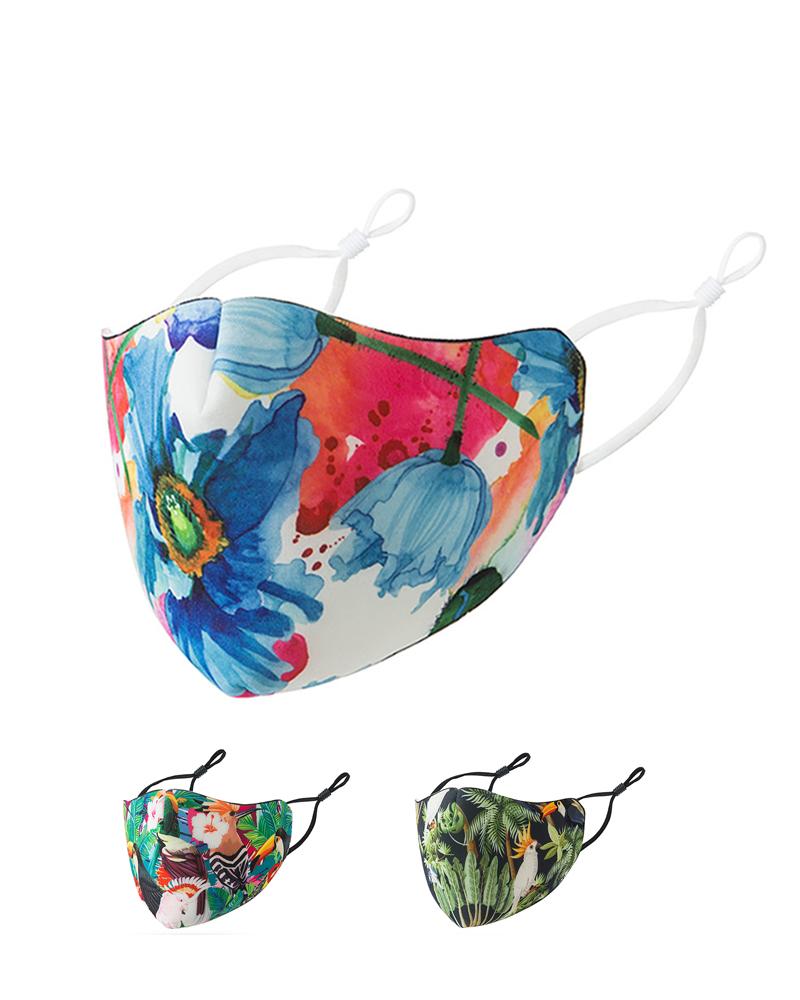 

Tropical / Floral / Paisley Print Breathable Face Mask, Blue