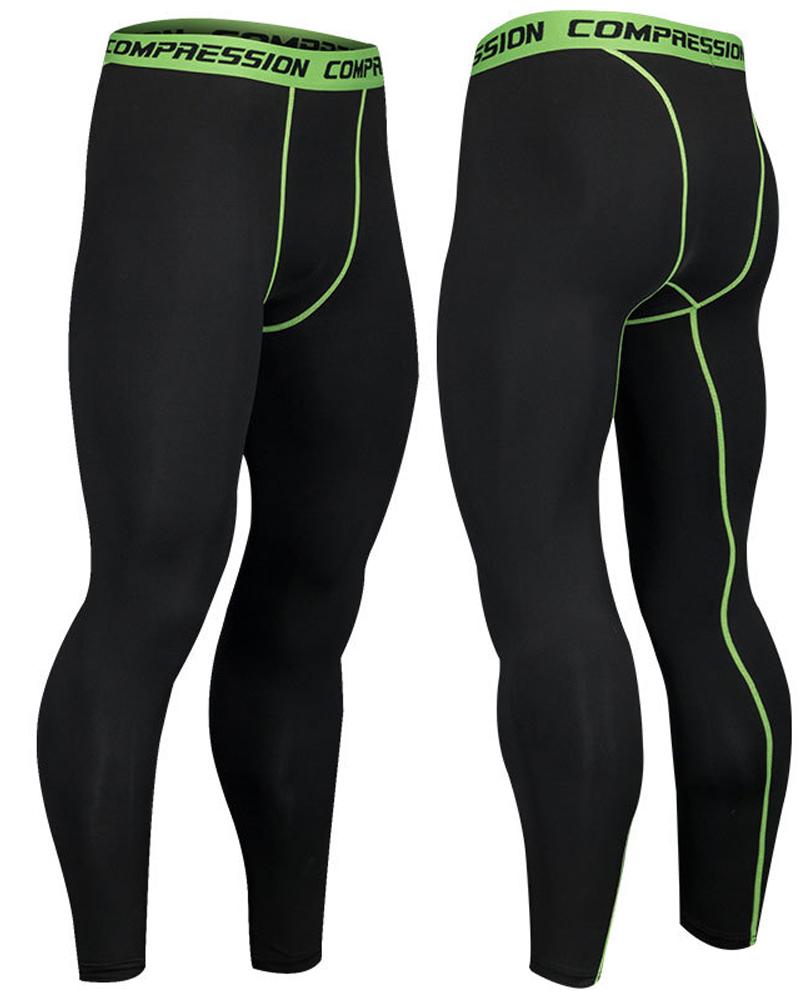 

Color Border Letter Banded Skinny High Elastic Pants, Green